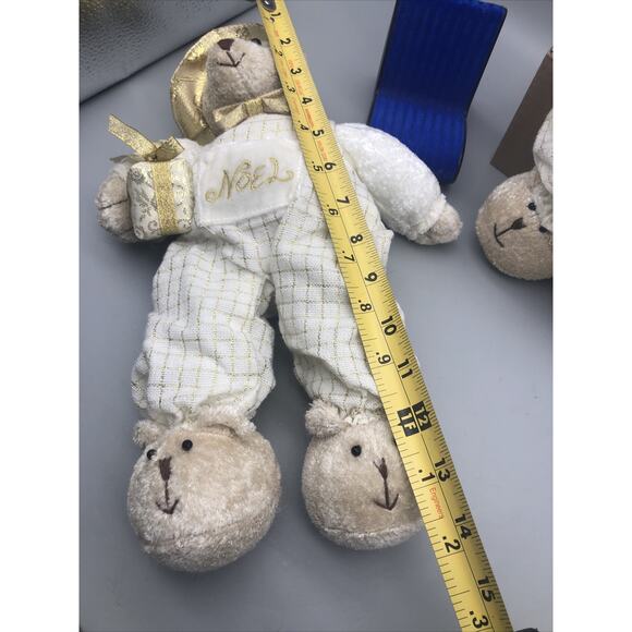 NOEL & JOY CHRISTMAS BEAR Plush Stuffed Animal RARE 14" & 12”Beige Bear Vtg.READ - Picture 7 of 16